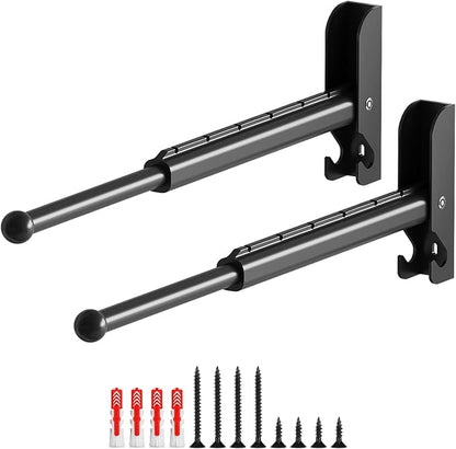 Wall Mounted Drying Rack 13" Foldable Clothes Hanger Black Pull-Out Clothes Drying Rod for Laundry, Closets, Rntryway (2, 13" Black)