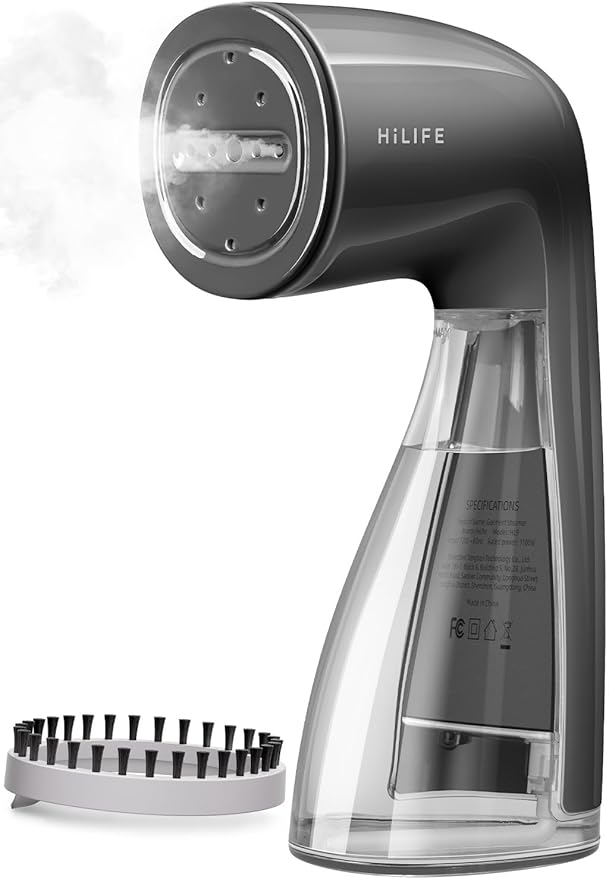 HiLIFE Steamer for Clothes, Portable Handheld Design, 240ml Big Capacity, 700W, Strong Penetrating Steam, Removes Wrinkle, for Home, Office and Travel(ONLY FOR 120V) (Midnight Grey)
