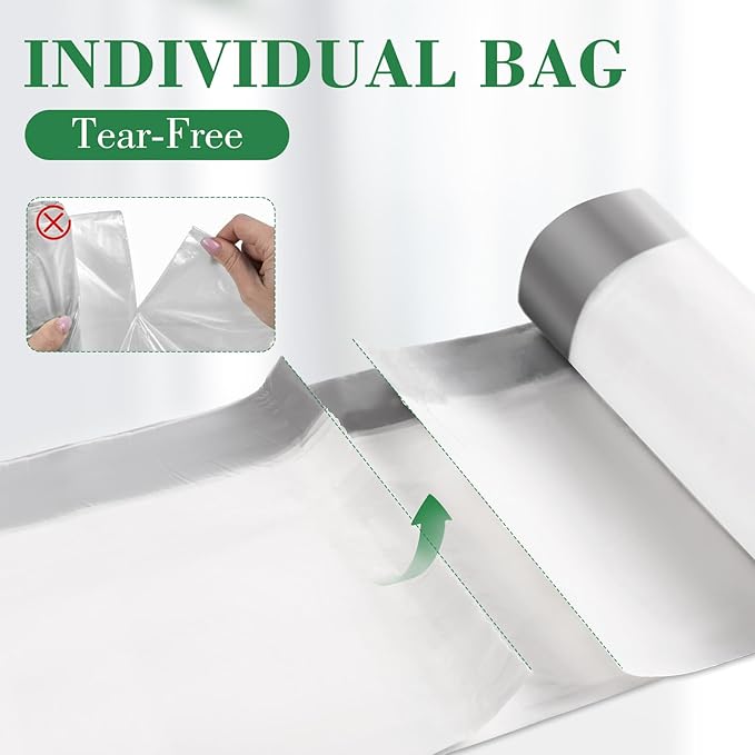 200 Counts 4 Gallon Trash Bag Drawstring Small Trash Bags, Thick Pre-separated Garbage Bags, Trash Bin Liners, Suitable for bathroom, kitchen, bedroom, office (White)