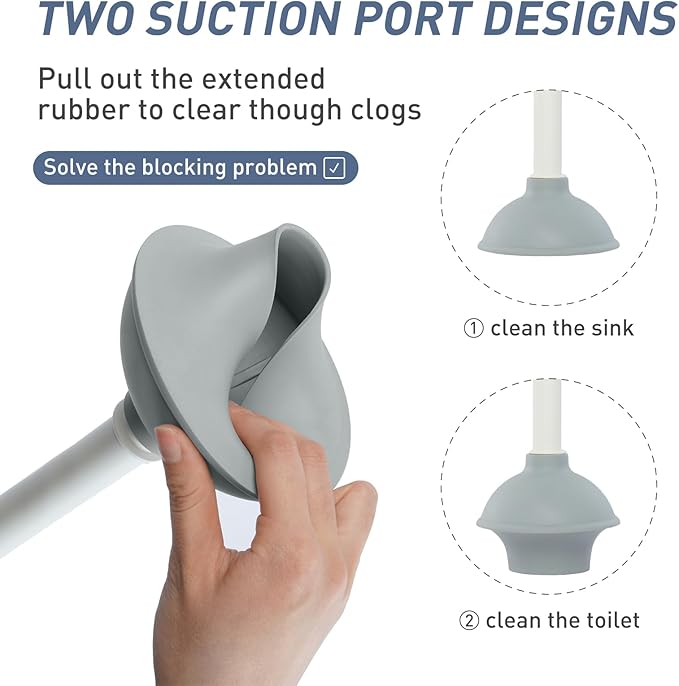 Silicone Toilet Brush Plunger Set, 2 in 1Toilet Bowl Brush and Holder Plunger Set, Plunger Toilet Brush Combo, Bathroom Toilet Brush, Toilet Brush Set, Toilet Scrubber and Plunger Set, Black