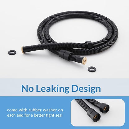 Flexible Shower Hose 59 Inches, APLusee 304 Stainless Steel Shower Tube With Swivel Brass Connector, Extension Replacement Part For Handheld Sprayer And Bidet, Matte Black