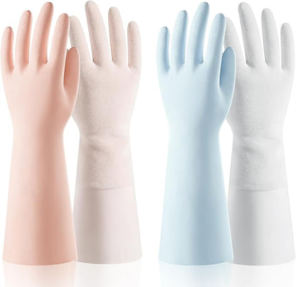 ThxToms 2 Pair Nitrile Dishwashing Cleaning Gloves,with Cotton Flocked Liner,Skin-Friendly & Anti-Slip Design,Y&P