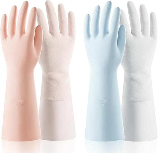 ThxToms 2 Pair Nitrile Dishwashing Cleaning Gloves,with Cotton Flocked Liner,Skin-Friendly & Anti-Slip Design,Y&P