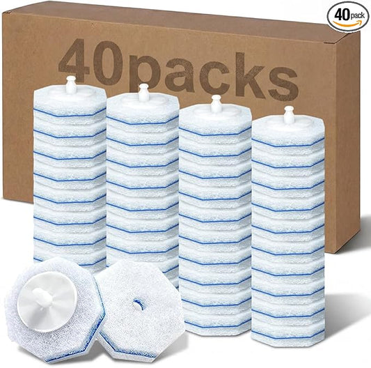 ROUNDSQUARE 40 Count Toilet Wand Cleaner Refills, 5X Cleaning Power Disposable Prefilled Toilet Cleaning Scrubbers, No Falling Apart, Fresh Fragrance