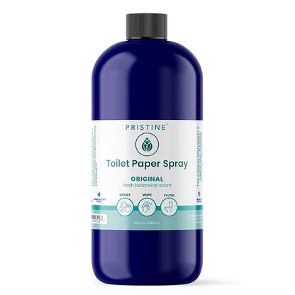 PRISTINE Toilet Paper Spray - As Seen on Shark Tank, More Natural Personal Cleansing Wipes & Flushable Wet Wipes Alternative, Spray Toilet Paper to Create Flushable Wipe, Original, 32 fl oz Refill