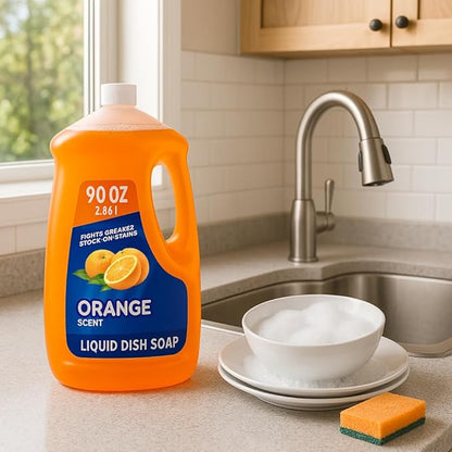Ultra Triple Action Dishwashing Liquid, Orange Scent, 90 Fl Oz – Powerful Grease-Fighting Formula, Long-Lasting Clean, Fresh Citrus Aroma
