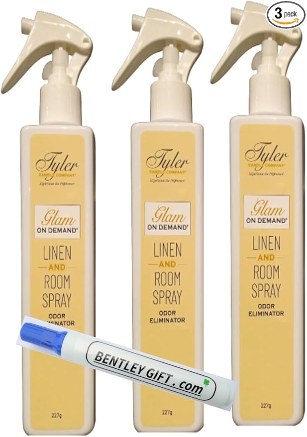 Tyler Candle Company - Spray On Demand - Diva fragrance - 227g / 8oz Pack of 3 w/Bentley stain remover Pen !