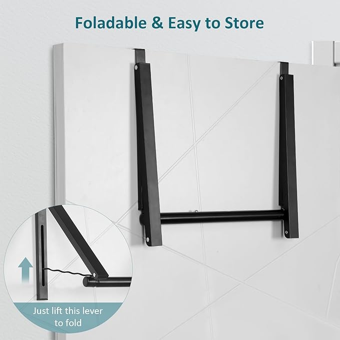 Foldable Over The Door Clothes Hanger, Drying Rack for Coat, Space Saving Small Clothes Rack Door Hangers for Clothing, Black