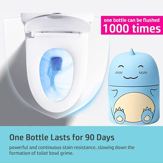 Cute Dinosaur-Shaped Toilet Bowl Cleaner Bottle, Bathroom Toilet Tank Cleaner with Ocean, Jasmine, and Peach Scent,Three bottles can be used for 9 months (Ocean)