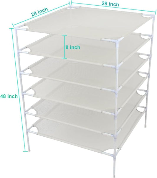 6 Layer Sweater Drying Rack Mesh Foldable,Stackable,White