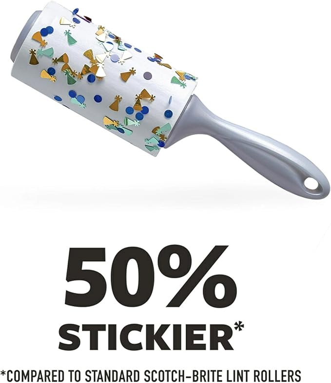 Scotch-Brite Extreme Clean Lint Roller, 50% Stickier, Heavy Duty Pet Hair and Debris Remover, 4 in x 54.9 ft Each, 4 Pack, 400 Easy Tear Sheets Total