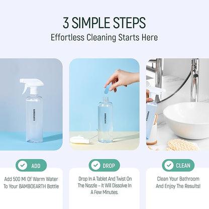 12 Pack Natural Bathroom Cleaner - Bath Shower Bathtub Tub Toilet Tile Cleaning Tablets Refill - Eco-Friendly Product & Cleaning Supplies - 1 Tablet = 17oz Spray (204oz Total) - Ocean Breeze