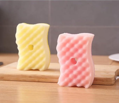 Non-Scratch Cellulose Scrub Sponge,Multipurpose Cleaning Scrubber, Dual-Sided Dishwashing Sponge for Kitchen (Yellow & Pink, S Type 4pcs)