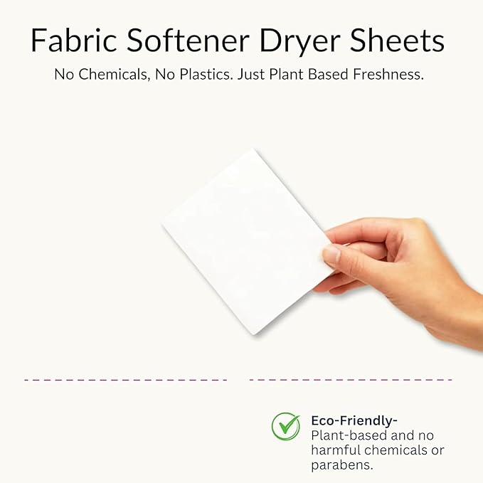 Non-Toxic Dryer Sheets Eco Friendly, Paraben Free, Plant Based | Clean Ingredients Softens & Removes Static, Healthy dryer sheets - 40 Sheets