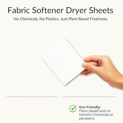 Non-Toxic Dryer Sheets Eco Friendly, Paraben Free, Plant Based | Clean Ingredients Softens & Removes Static, Healthy dryer sheets - 40 Sheets