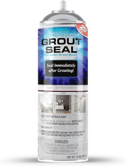 ADVANCED Sealers & Cleaners Ultimate Fast Grout Seal 15 Ounce – Aerosol Spray-On Instant Sealer with Color Hold Technology 800-1000 Linear Feet Per Can, Natural Stone, Masonry Concrete - 6 Pack