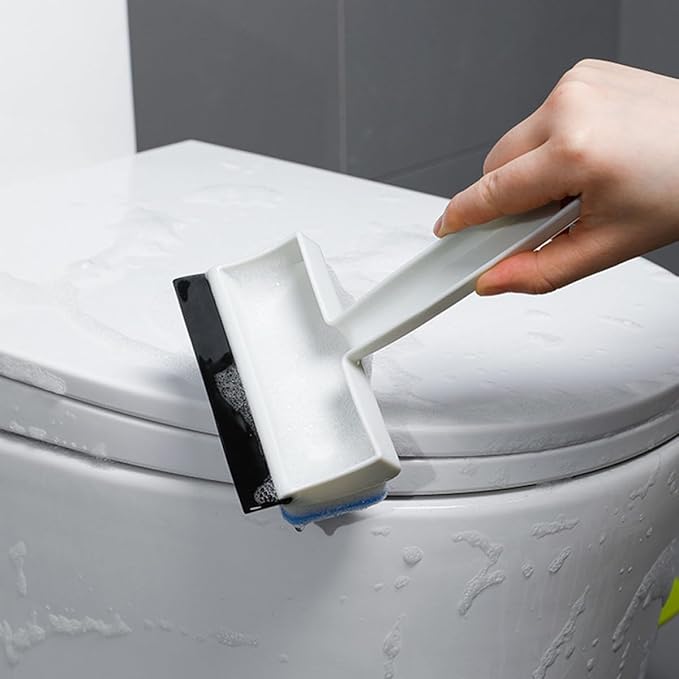 SECFOU Double-Sided Glass Squeegee Cleaning Brush, Multifunctional Window and Mirror Cleaner for Bathroom and Kitchen, Household Streak-Free Glass Wiper Tool