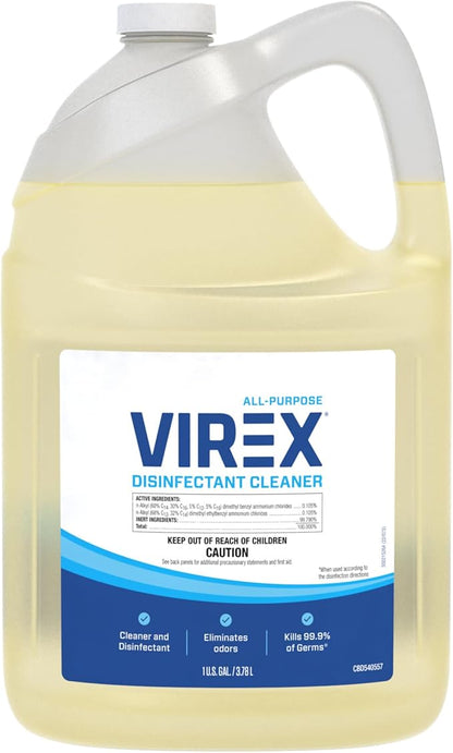 VIREX Diversey CBD540557 All Purpose Disinfectant Cleaner, For Home & Commercial Use, Kills 99.9% of Germs, Multi-Surface, Lemon Scent, 1 Gallon