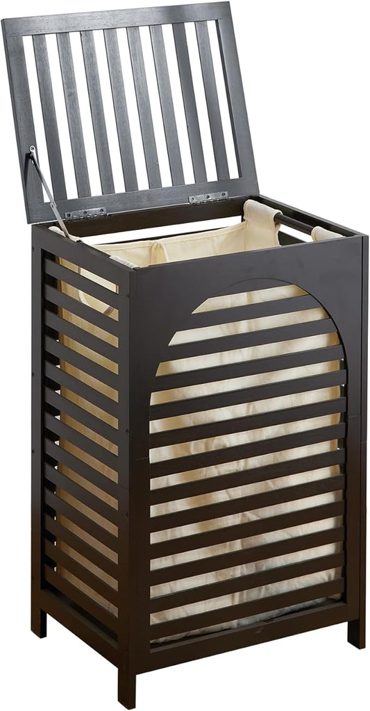 Laundry Hamper with Lid,Bamboo Large Waterproof Clothes Laundry Basket,Removable Washing Bags with Handles,clothes basket (Brown)