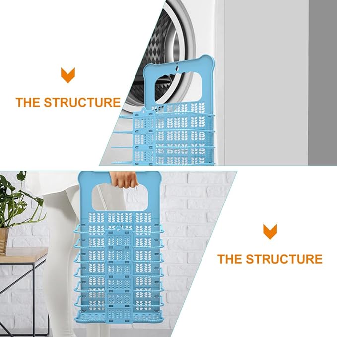 BESPORTBLE Folding Laundry Basket Wall-Mount Clothes Hamper Small Blue Collapsible Dirty Clothes Organizer for Bathroom Storage and Laundry Room Use