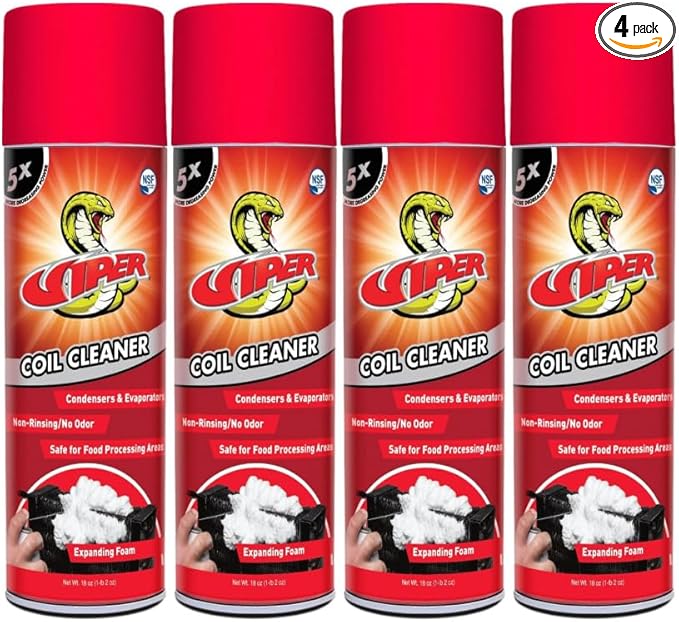 Best Refrigeration Technologies RT375A Viper Aerosol Foaming Coil Cleaner Degreaser Food Grade Expanding Foam 18oz (4)