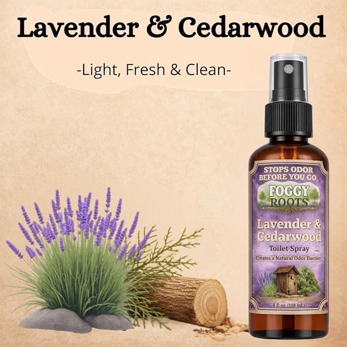 Lavender & Cedarwood Pre-Poop Toilet Spray – Stops Odor Before It Starts, Bathroom Odor Eliminator for Toilet, 4 oz (200+ Uses) Travel, Home & Work