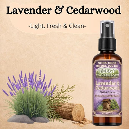 Lavender & Cedarwood Pre-Poop Toilet Spray – Stops Odor Before It Starts, Bathroom Odor Eliminator for Toilet, 4 oz (200+ Uses) Travel, Home & Work