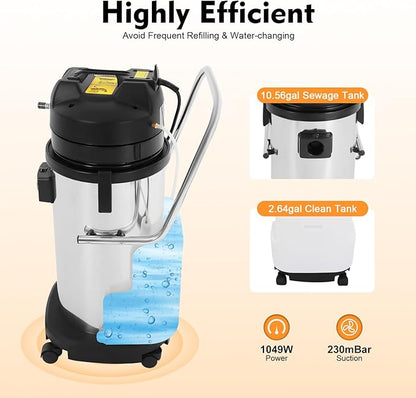 Commercial Carpet Cleaning Machine, 1000w 40l/11gal, 3 In 1 Carpet Extractor Carpet Spraying Floor Brush Cleaner Extractor Vacuum Washing Machine for Hotels, Guest Houses, Dry Cleaners, Offices