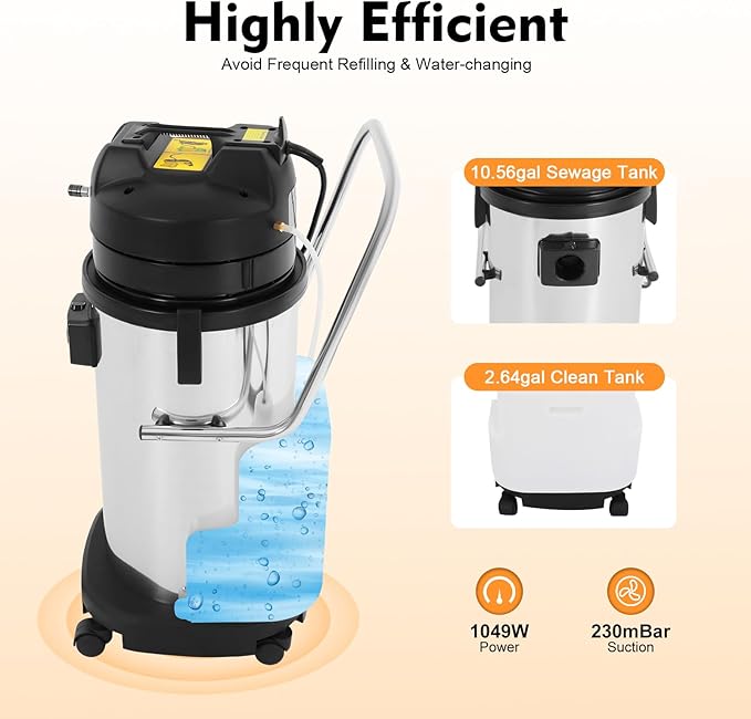 40L/11Gal Commercial Carpet Cleaner, Floor Cleaning Machine Portable Spot Cleaner Carpet Spraying Floor Brush Cleaner with Water Squeegee Wet Dry Vacuum Cleaners for Hotels, Offices