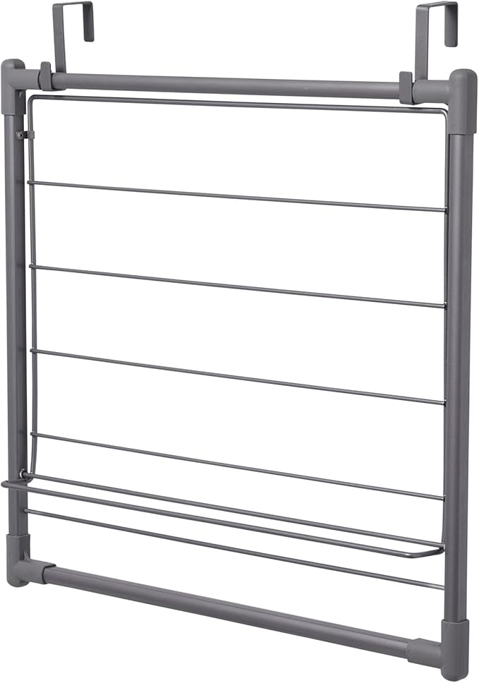 Household Essentials Metal Expandable Over the Door Drying Rack, Gray