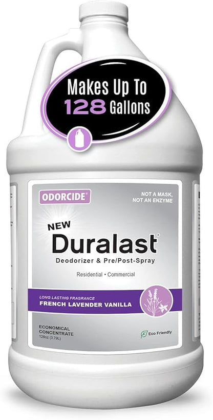 Duralast French Lavender Vanilla Odor Eliminator Concentrate – Smoke Odor Eliminator for Strong Odor on Carpet, Floors & More – Sweat & Pet Odor Eliminator for Home w/Non-Enzymatic Formula (1 Gal)