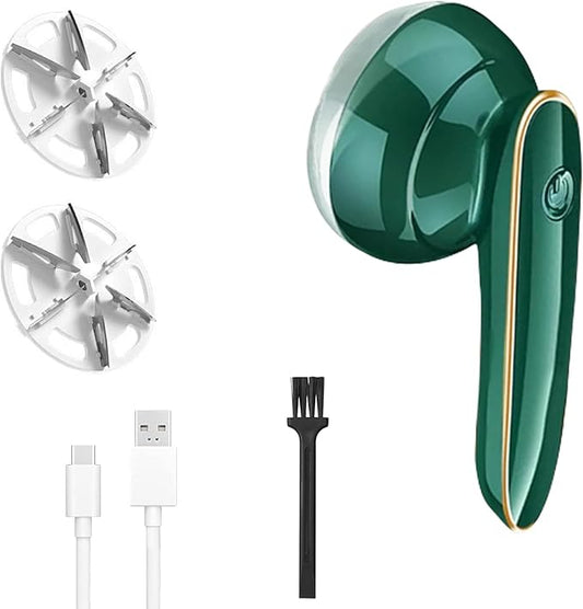Rechargeable Fabric Shaver, 2025 New Electric Lint Remover, Multi-Functional Pill Remover for Clothes and Furniture, Portable Sweater Defuzzer for Home Use (Green)