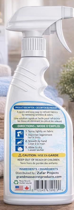 Grandma's Secret Refresh N ReWear Spray - Instantly Removes Wrinkles & Odors - Wrinkle Release, Fabric Refresher Spray, Chlorine, Bleach and Toxin-Free - 16 Ounce, 3 Pack