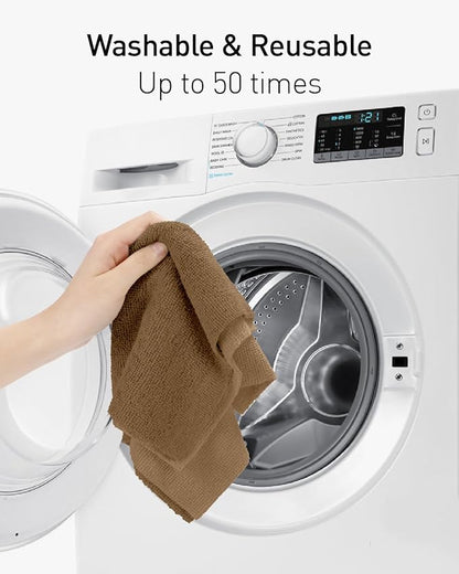Fantasticlean Microfiber Cleaning Cloth Roll -30 Pack, Tear Away Microfiber Towels, 12" x 12", Reusable, Washable, Scratch Free, Ultra Absorbent Dishcloth for All-Around Cleaning Supplies (TAN)