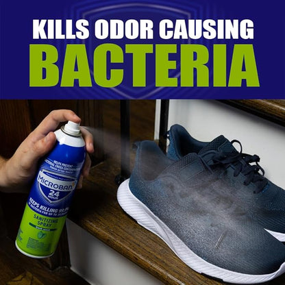 MICROBAN Sanitizing Spray, 15 oz., 2 Pack, Fresh Scent, Disinfects, Sanitizes, Eliminates Odors, and Keeps Killing 99.9% of Bacteria on Hard, Non-Porous Surfaces in Home for up to 24 Hours