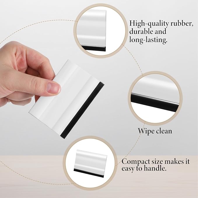 Small Rubber Squeegee 2 Pcs All-Purpose Mini Soft Rubber Window Squeegee Small Squeegees Window Scrubber Scraper for Kitchens Bathroom Shower Mirrors Car Windshield （Black, White）