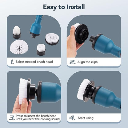 4 Replaceable Brush Heads for Uaoaii 21V Electric Spin Scrubber, Cordless Shower Scrubber Replacement Brushes for Bathrooms, Kitchens, Floors, Tiles, Tubs Cleaning