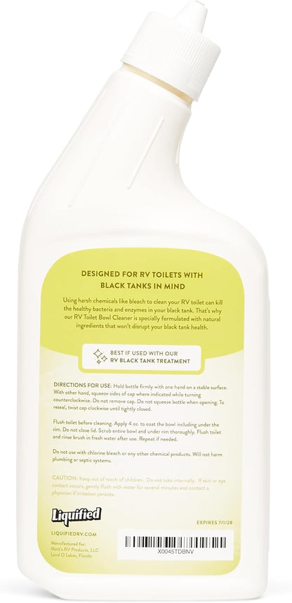 Liquified RV Toilet Bowl Cleaner - Natural RV Toilet Treatment Formula, Septic Tank Safe, No Harsh Chemicals, Citrus Scent, Safely Cleans Stains and Supports Black Tank Health, Made in the USA