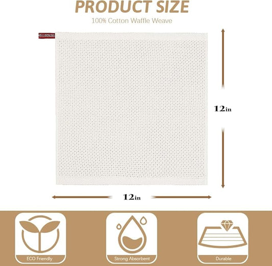 Nialnant 6 Pack Kitchen Towels, 100% Cotton Dish Cloth for Washing Dishes, Absorbent Quick Drying Dish Rags, Multipurpose Cleaning Rags-12x12 Inches