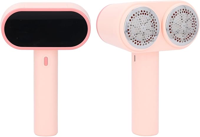 Electric Fabric Shaver Electric Lint Remover Fabric Shaver Dual Heads 4 Speeds 12 Blades Rechargeable Large Fuzz Remover for Clothes Couch Furniture Black (Pink)