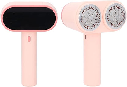 Electric Fabric Shaver Electric Lint Remover Fabric Shaver Dual Heads 4 Speeds 12 Blades Rechargeable Large Fuzz Remover for Clothes Couch Furniture Black (Pink)