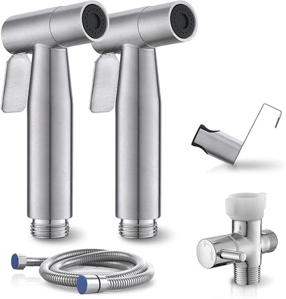 2 Packs BRITULIF Bidet Sprayer for Toilet, Hand Sprayer with Adjustable Jet Spray for Toilet Handheld Bidet Cloth Diaper Sprayer Set Muslim Shower Bidet Handheld-Easy to Install