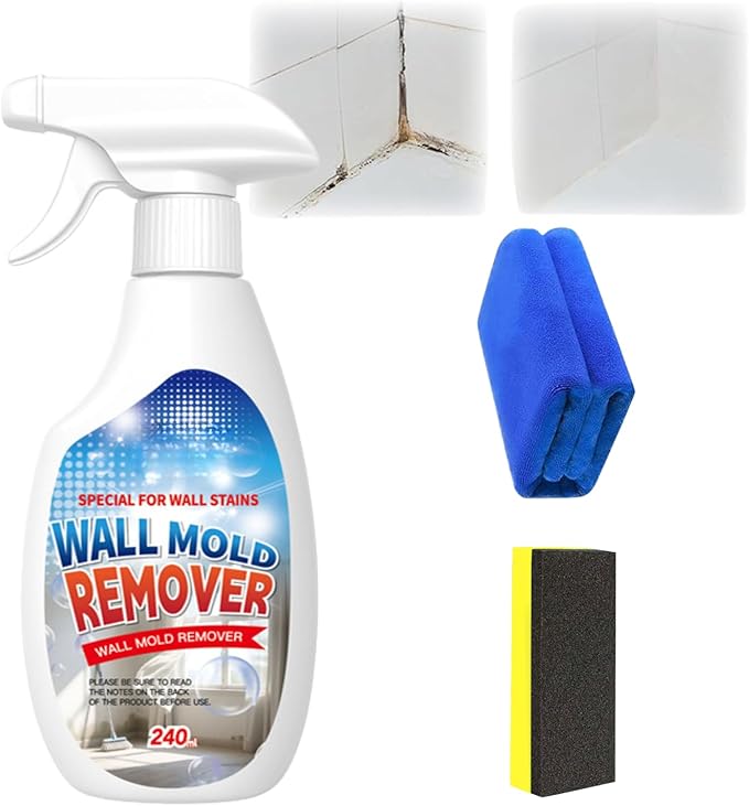 Highly Effective Removal Spray, Wall Cleaner Spray,Multi-Surface Cleaning Solution,Suitable Fortiles, Fabrics, Bathrooms, And Kitchen8.12 Fl Oz(Sponge*1+Cloth*1)