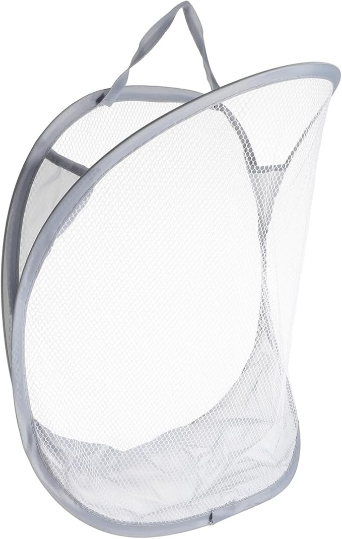 CHILDWEET 1pc Wall Hanging Laundry Bag Foldable Storage Basket for Bathroom Lightweight Organizer for Clothes Toys and Towels Gray