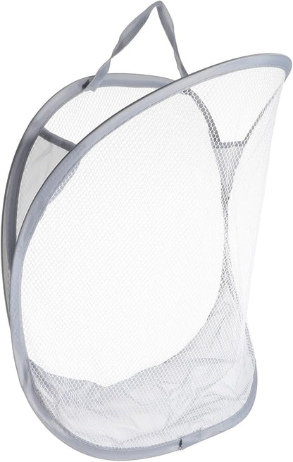 CHILDWEET 1pc Wall Hanging Laundry Bag Foldable Storage Basket for Bathroom Lightweight Organizer for Clothes Toys and Towels Gray