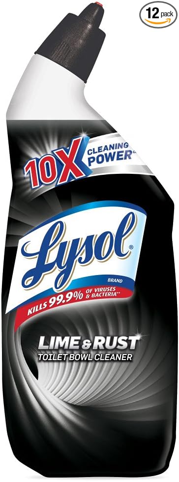 Lysol Lime & Rust Toilet Bowl Cleaner Gel, For Cleaning and Disinfecting, Destroys Stains including those from Hard Water and Rust, 24oz (Pack of 9)