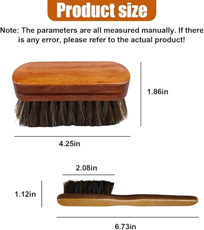 Car Leather & Upholstery Cleaning Brush Set, Horse Hair Long Bristle Detailing Brush, Versatile Automotive Interior Cleaning Accessories for Seat, Carpet, Sofa, Furniture, Shoes (Brown)