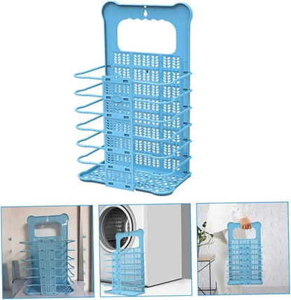 SOLUSTRE Foldable Laundry Basket Wall Mount Creative Space-Saving Clothes Storage Hamper Waterproof Plastic Organizer for Bathroom and Laundry Room