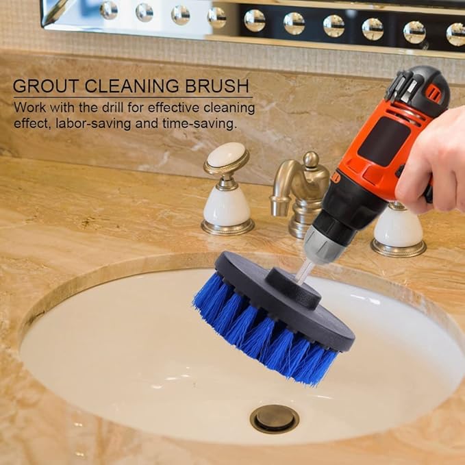 Drill Brush, Power Grout Brush Tile Floors Cleaning Drill Scrubber Brush Electric Drill Attachments Bathroom Cleaning Tools for Home Outddoor(4 Inch)