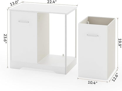 Double Pull-Out Laundry Hamper Cabinet; 90L Laundry Basket for Bathroom,Laundry Room; Laundry Sorter with 2 Pull-Out and Removable Bags